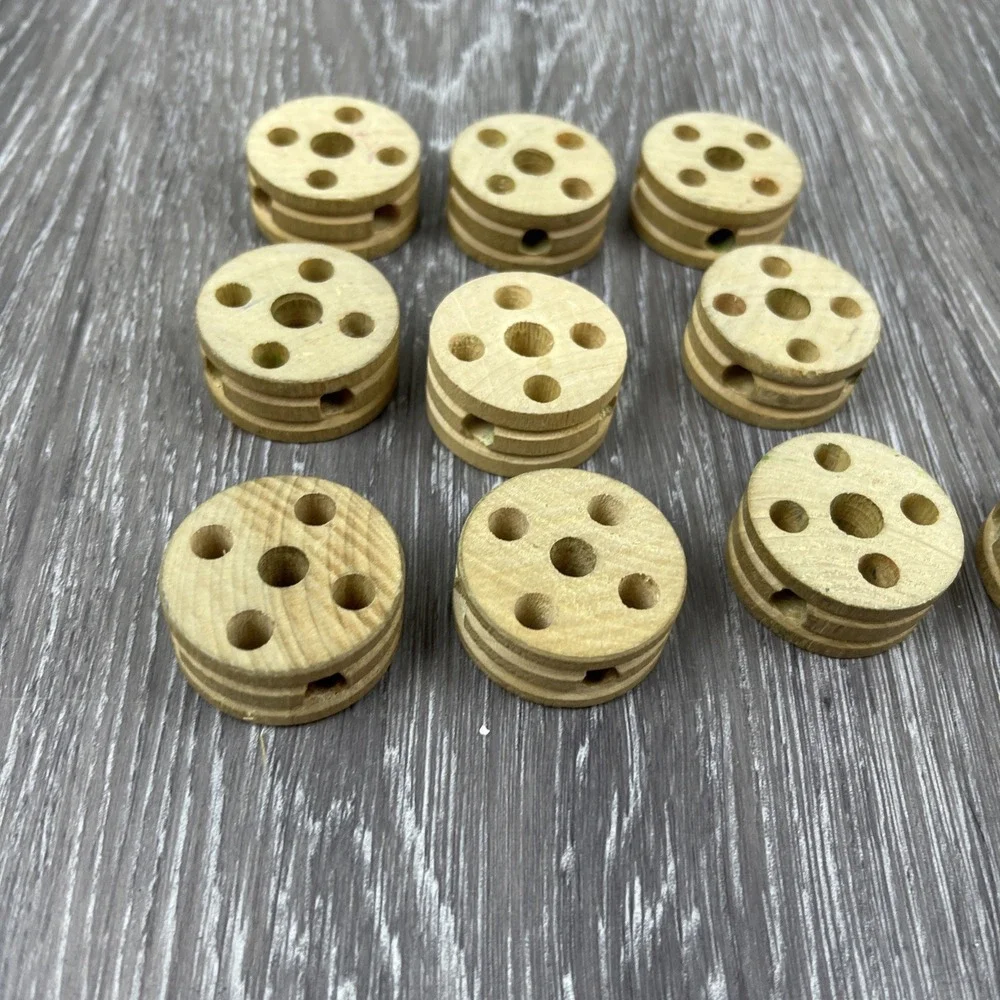 Tinkertoys Wooden Wheels‎ – Five Hole – Lot of 10